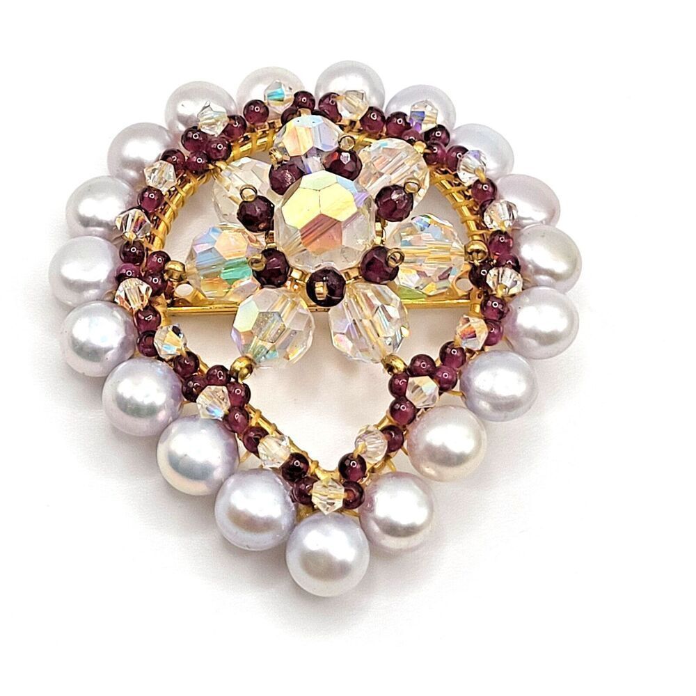 Stunning Teardrop Russian Style Cluster Brooch Pin 2in